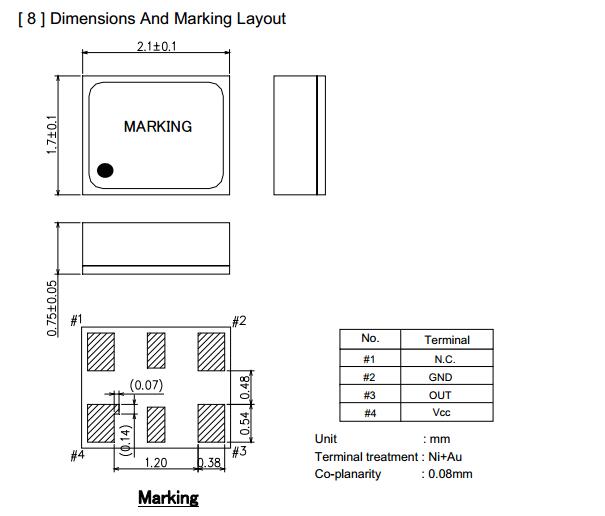 TG-5025BA晶振尺寸图 TG-5025BA晶振尺寸图