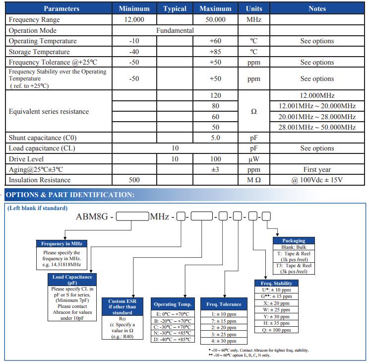 ABM8G晶振规格书 ABM8G晶振规格书